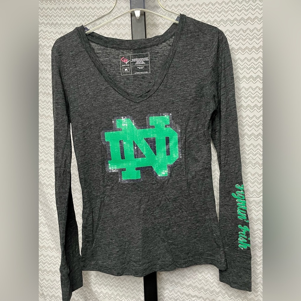 Womens Notre Dame Sequined Top